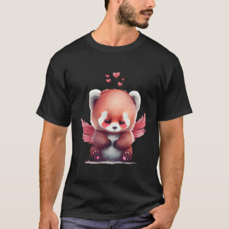 翼を持つ赤いパンダ動物 Tシャツ