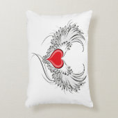 翼を持つ赤い天使ハート アクセントクッション (正面(垂直))