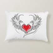 翼を持つ赤い天使ハート アクセントクッション (裏面)
