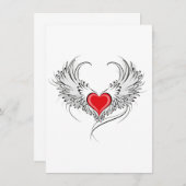 翼を持つ赤い天使ハート エンクロージャーカード (正面/裏面)
