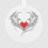 翼を持つ赤い天使ハート オーナメント (裏面)
