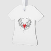 翼を持つ赤い天使ハート オーナメント (正面)