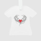 翼を持つ赤い天使ハート オーナメント (裏面)