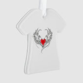 翼を持つ赤い天使ハート オーナメント (正面)