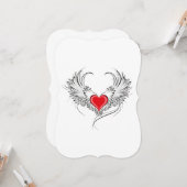 翼を持つ赤い天使ハート カード (正面/裏面インサイチュ)