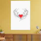 翼を持つ赤い天使ハート キャンバスプリント (インサイチュ (リビング))