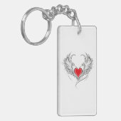 翼を持つ赤い天使ハート キーホルダー (正面左)