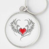 翼を持つ赤い天使ハート キーホルダー (正面)