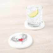 翼を持つ赤い天使ハート コースター (側面)