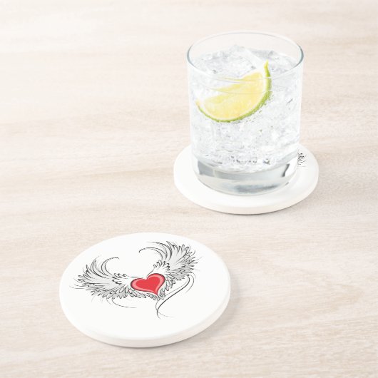 翼を持つ赤い天使ハート コースター (側面)