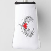 翼を持つ赤い天使ハート ゴルフヘッドカバー (回転90)