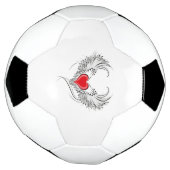 翼を持つ赤い天使ハート サッカーボール (回転)