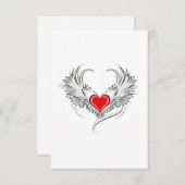 翼を持つ赤い天使ハート サンキューカード (正面/裏面)