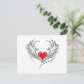 翼を持つ赤い天使ハート サンキューカード (スタンド正面)