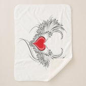 翼を持つ赤い天使ハート シェルパブランケット (正面)