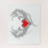 翼を持つ赤い天使ハート ジグソーパズル (縦)