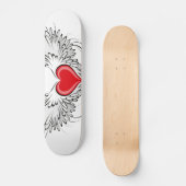 翼を持つ赤い天使ハート スケートボード (正面)