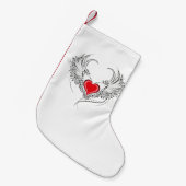 翼を持つ赤い天使ハート スモールクリスマスストッキング (正面 (吊り時))