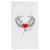 翼を持つ赤い天使ハート スモールペーパーバッグ (裏面)