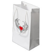 翼を持つ赤い天使ハート スモールペーパーバッグ (裏面アングル)