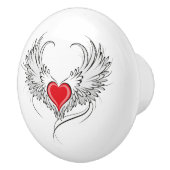 翼を持つ赤い天使ハート セラミックノブ (右)