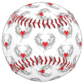翼を持つ赤い天使ハート ソフトボール (裏面)