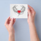 翼を持つ赤い天使ハート チラシ (手)