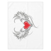 翼を持つ赤い天使ハート テーブルクロス (正面)