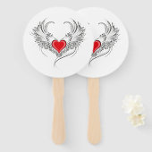 翼を持つ赤い天使ハート ハンドファン (正面&裏面)