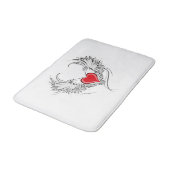 翼を持つ赤い天使ハート バスマット (アングル)