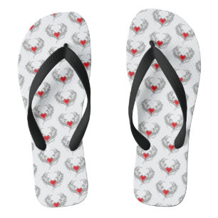 翼を持つ赤い天使ハート ビーチサンダル