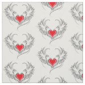 翼を持つ赤い天使ハート ファブリック (見本)