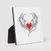翼を持つ赤い天使ハート フォトプラーク (正面)