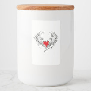 翼を持つ赤い天使ハート フードラベル