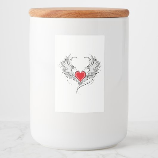 翼を持つ赤い天使ハート フードラベル (正面)