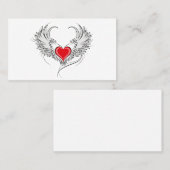 翼を持つ赤い天使ハート プレイスカード (正面/裏面)