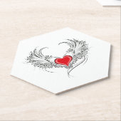 翼を持つ赤い天使ハート ペーパーコースター (アングル)