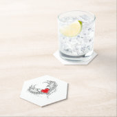 翼を持つ赤い天使ハート ペーパーコースター (インサイチュ)