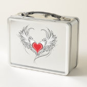 翼を持つ赤い天使ハート メタルランチボックス (裏面)