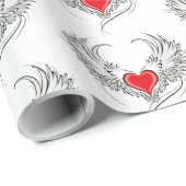 翼を持つ赤い天使ハート ラッピングペーパー (ロールコーナー)