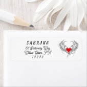 翼を持つ赤い天使ハート ラベル (インサイチュ)