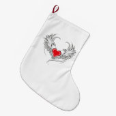 翼を持つ赤い天使ハート ラージクリスマスストッキング (正面 (吊り時))