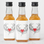 翼を持つ赤い天使ハート リキュールボトルラベル (ボトル)