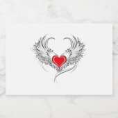 翼を持つ赤い天使ハート リキュールボトルラベル (シングルラベル)