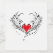 翼を持つ赤い天使ハート ワインラベル (シングルラベル)