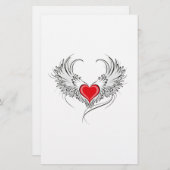 翼を持つ赤い天使ハート 便箋 (正面/裏面)