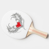 翼を持つ赤い天使ハート 卓球ラケット (横)