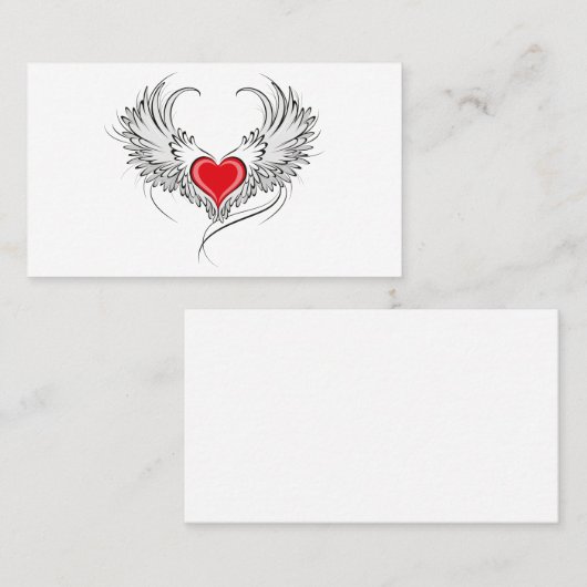 翼を持つ赤い天使ハート 名刺 (正面/裏面)