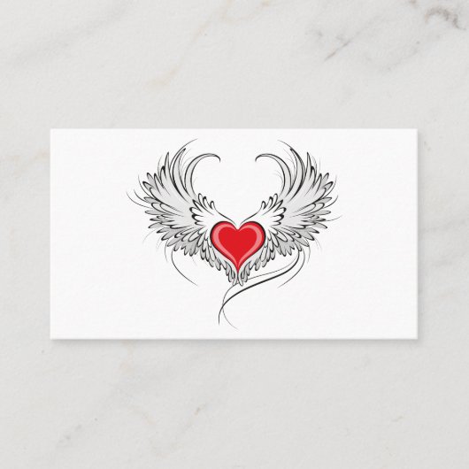 翼を持つ赤い天使ハート 名刺 (正面)