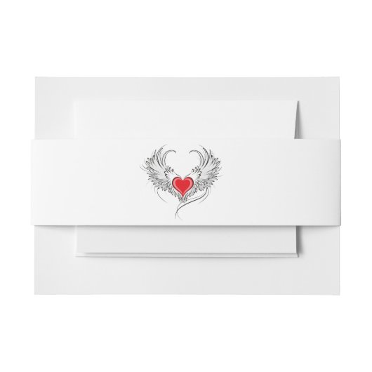 翼を持つ赤い天使ハート 招待状ベリーバンド (正面例)